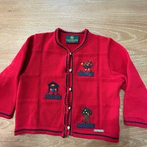 Child’s vintage Giesswein wool cardigan with embroidered scenes Austrian Size 4
